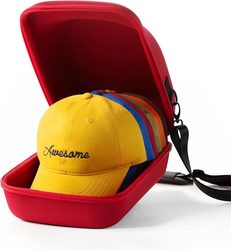 Ozueccr Hard Hat Travel Case – Storage for Baseball Caps with Carrying Handle and Adjustable Shoulder Strap, Hat Organizer Protects up to 6 Hats, for Travel and Home Storage (Red) - Image 1